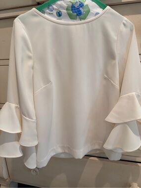 J. Crew Cream Ruffle Sleeve Blouse
